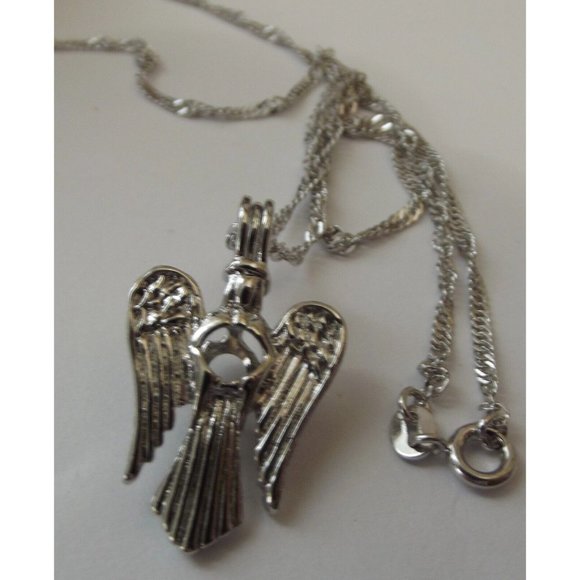 Angelic Pear Necklace Pendant 16" Stainless Steel Chain Heavenly Angels diy - Picture 3 of 16
